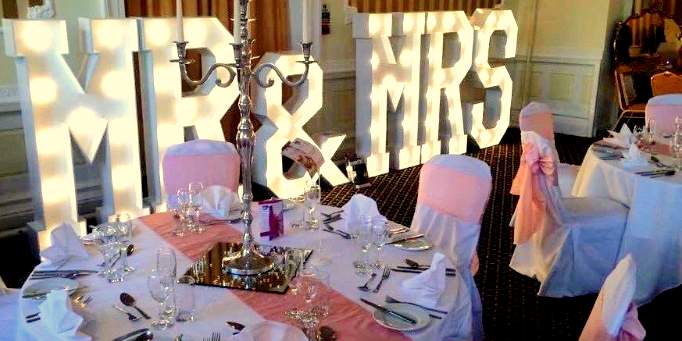 Mr and Mrs illuminated letters